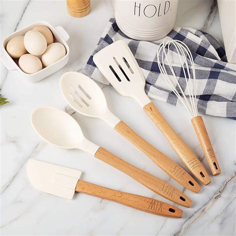 <b>Rae</b> <b>Dunn</b> Everyday Collection 7 Piece Kitchen <b>Utensil</b> Set- Stainless Steel and Silicone Kitchen Tools with Wooden Handles- (Black) $2699. . Rae dunn utensils